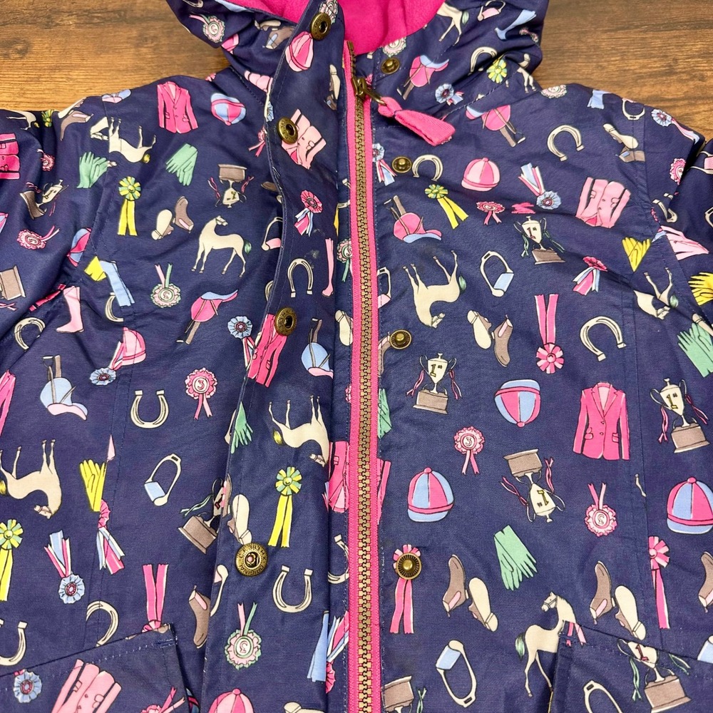 Joules Girls JNR Kirstie Fleece-Lined Coat Jacket 6Y 116 cm Horse Navy Pink - Picture 6 of 13